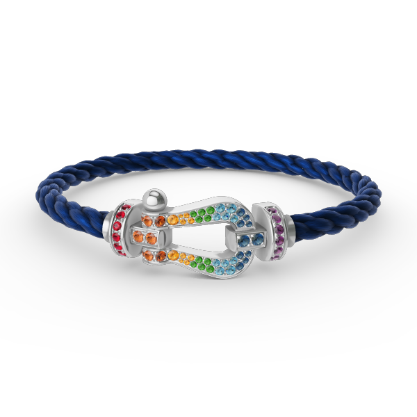 [Limara]FORCE LARGE HORSESHOE COLORED DIAMOND BRACELET - WHITE GOLD