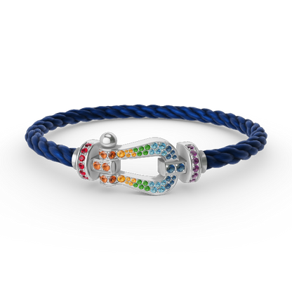 [Limara]FORCE LARGE HORSESHOE COLORED DIAMOND BRACELET - WHITE GOLD