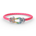 [Limara]FORCE LARGE HORSESHOE COLORED DIAMOND BRACELET - WHITE GOLD