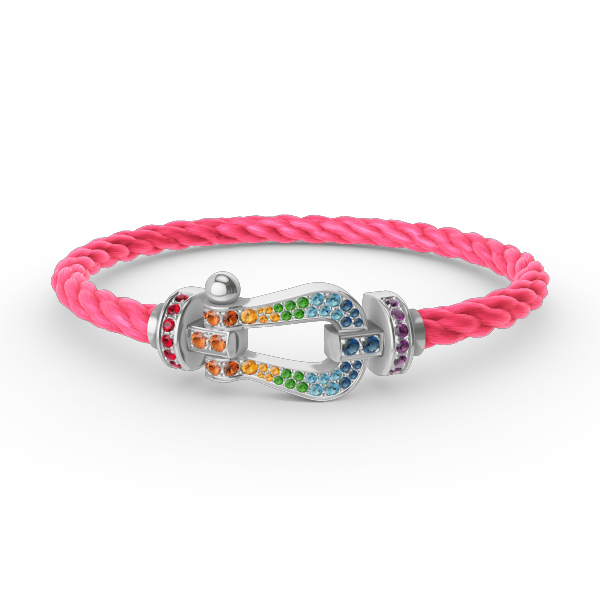 [Limara]FORCE LARGE HORSESHOE COLORED DIAMOND BRACELET - WHITE GOLD