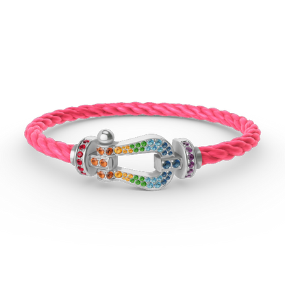 [Limara]FORCE LARGE HORSESHOE COLORED DIAMOND BRACELET - WHITE GOLD