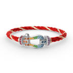 [Limara]FORCE LARGE HORSESHOE COLORED DIAMOND BRACELET - WHITE GOLD