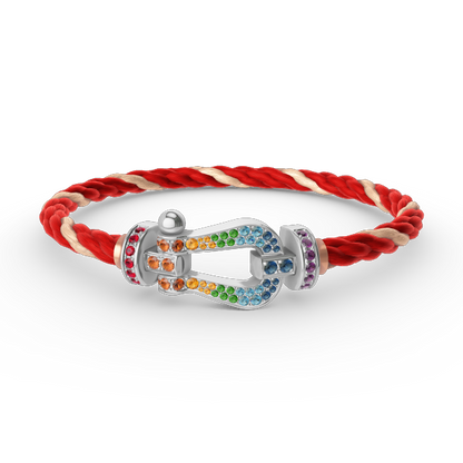[Limara]FORCE LARGE HORSESHOE COLORED DIAMOND BRACELET - WHITE GOLD