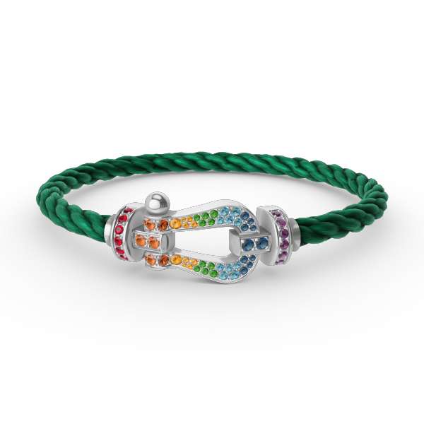 [Limara]FORCE LARGE HORSESHOE COLORED DIAMOND BRACELET - WHITE GOLD