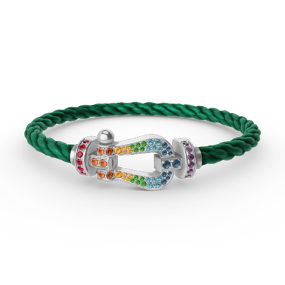 [Limara]FORCE LARGE HORSESHOE COLORED DIAMOND BRACELET - WHITE GOLD
