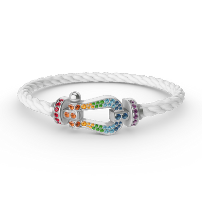 [Limara]FORCE LARGE HORSESHOE COLORED DIAMOND BRACELET - WHITE GOLD