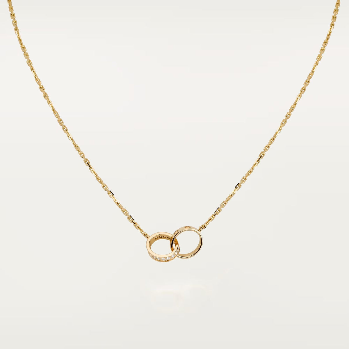 [Limara] LOVE DOUBLE RING HALF DIAMOND NECKLACE