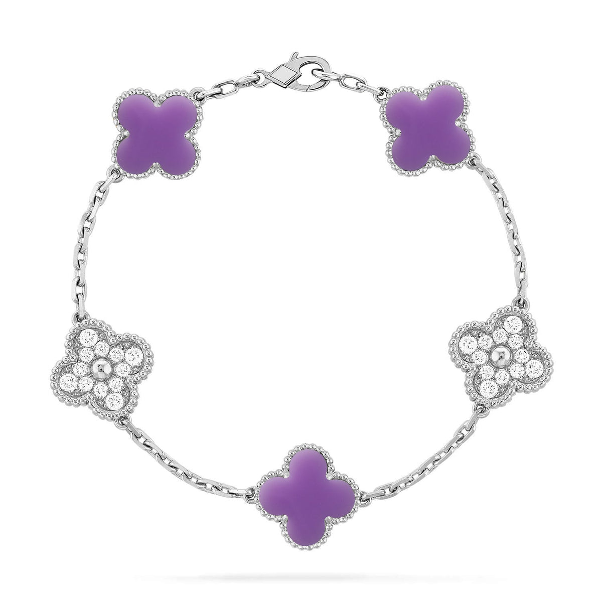 [Limara]LUCKY CLOVER 5-MOTIF BRACELET - LAVENDER COLLECTION