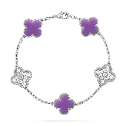 [Limara]LUCKY CLOVER 5-MOTIF BRACELET - LAVENDER COLLECTION