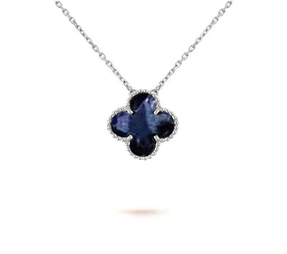 [Limara]15MM CLOVER FLOWER PENDANT NECKLACE WHITE GOLD COLLECTION