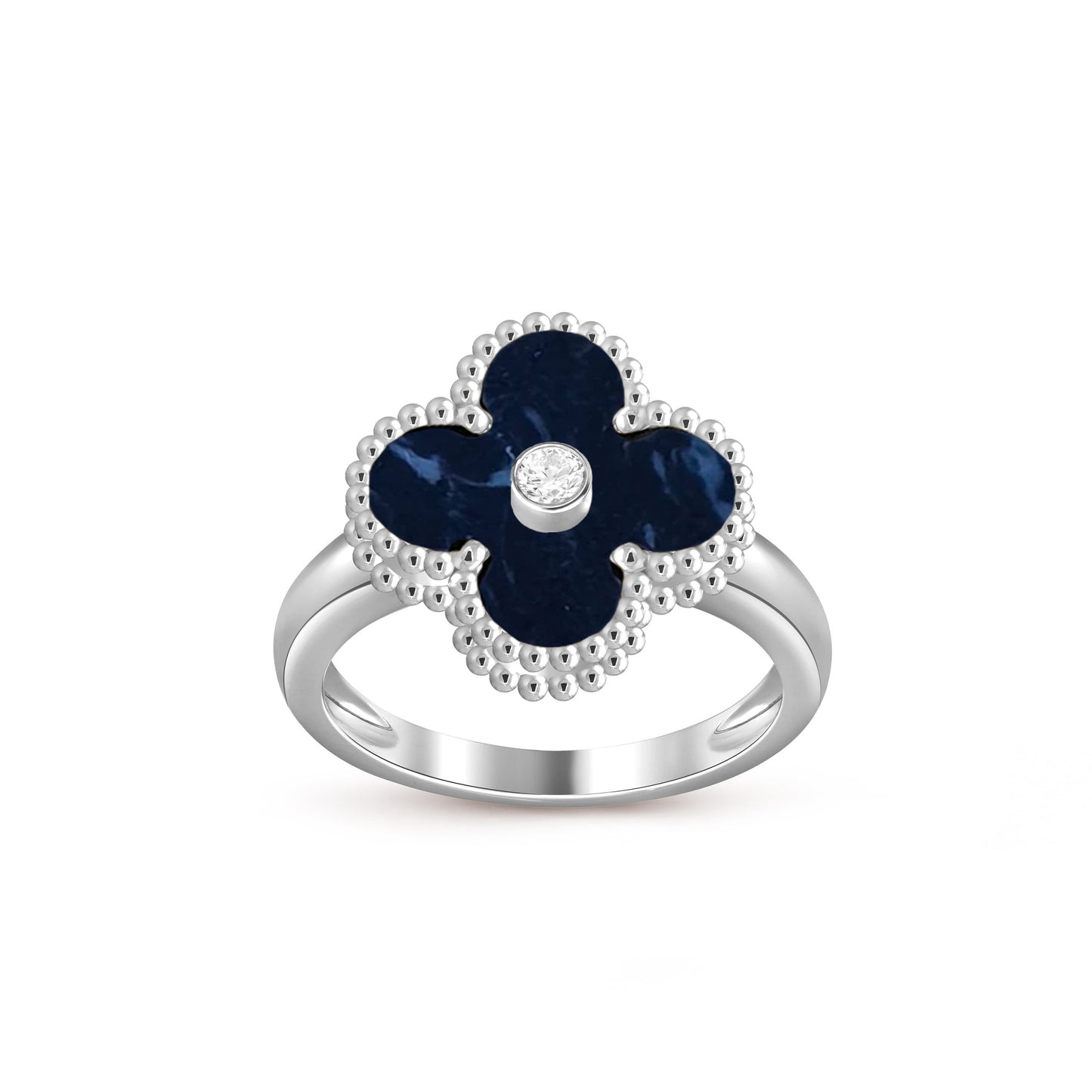 [Limara]LUCKY CLOVER DIAMOND-ACCENT WHITE GOLD RING COLLECTION
