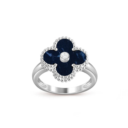 [Limara]LUCKY CLOVER DIAMOND-ACCENT WHITE GOLD RING COLLECTION