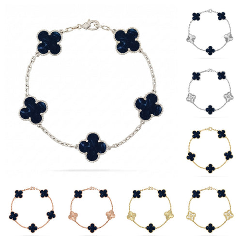 [Limara]LUCKY CLOVER 5-MOTIF BRACELET - PIETERSITE COLLECTION