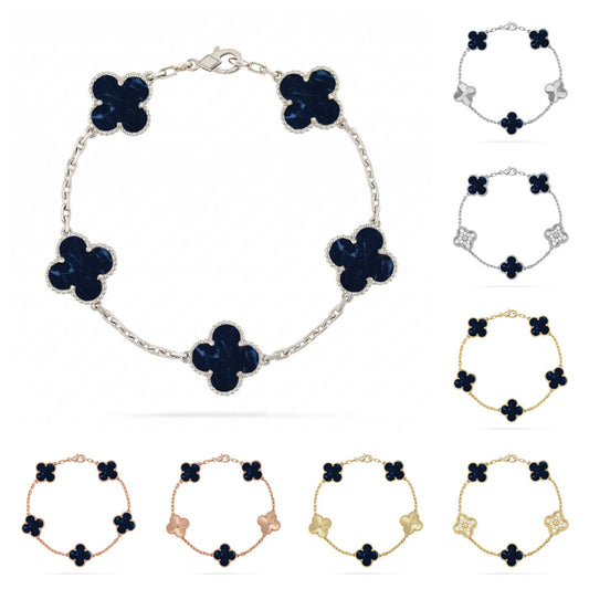 [Limara]LUCKY CLOVER 5-MOTIF BRACELET - PIETERSITE COLLECTION