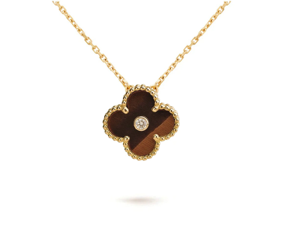[Limara]15MM CLOVER FLOWER DIAMOND PENDANT NECKLACE COLLECTION