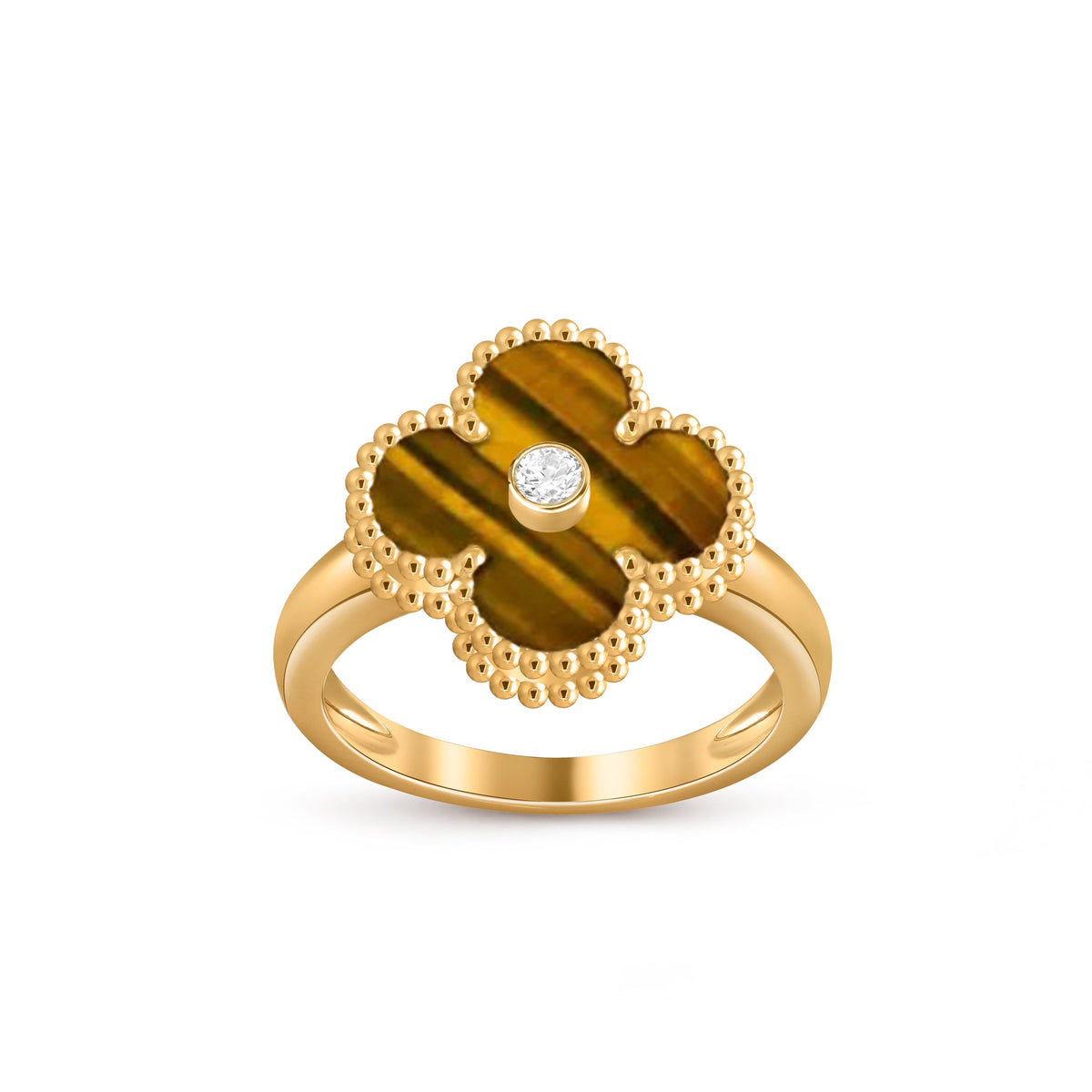 [Limara]LUCKY CLOVER DIAMOND-ACCENT GOLD RING COLLECTION