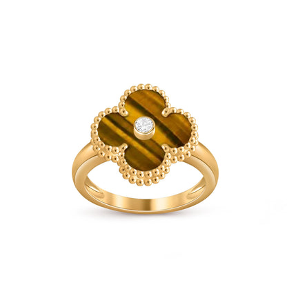[Limara]LUCKY CLOVER DIAMOND-ACCENT GOLD RING COLLECTION