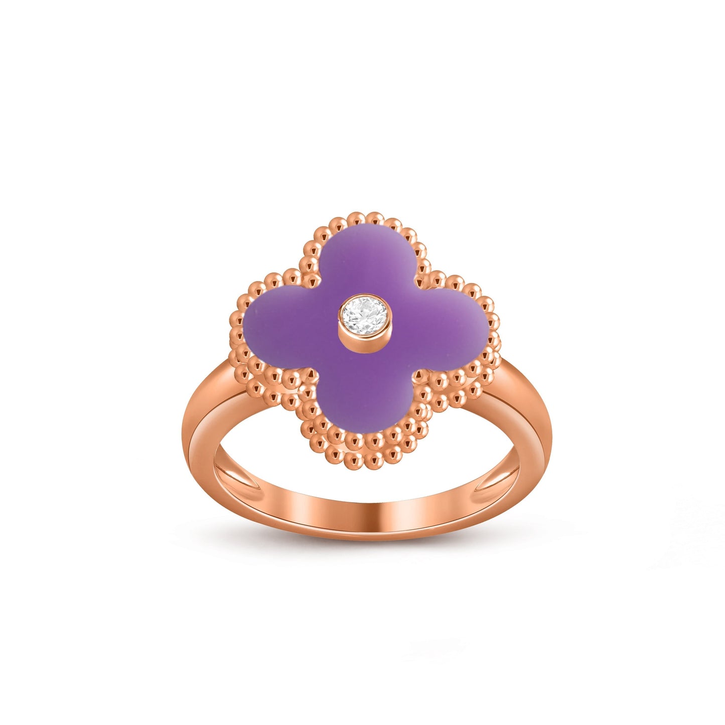 [Limara]LUCKY CLOVER DIAMOND-ACCENT ROSE GOLD RING COLLECTION
