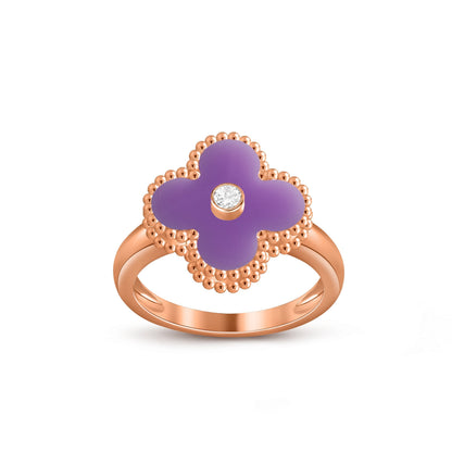 [Limara]LUCKY CLOVER DIAMOND-ACCENT ROSE GOLD RING COLLECTION