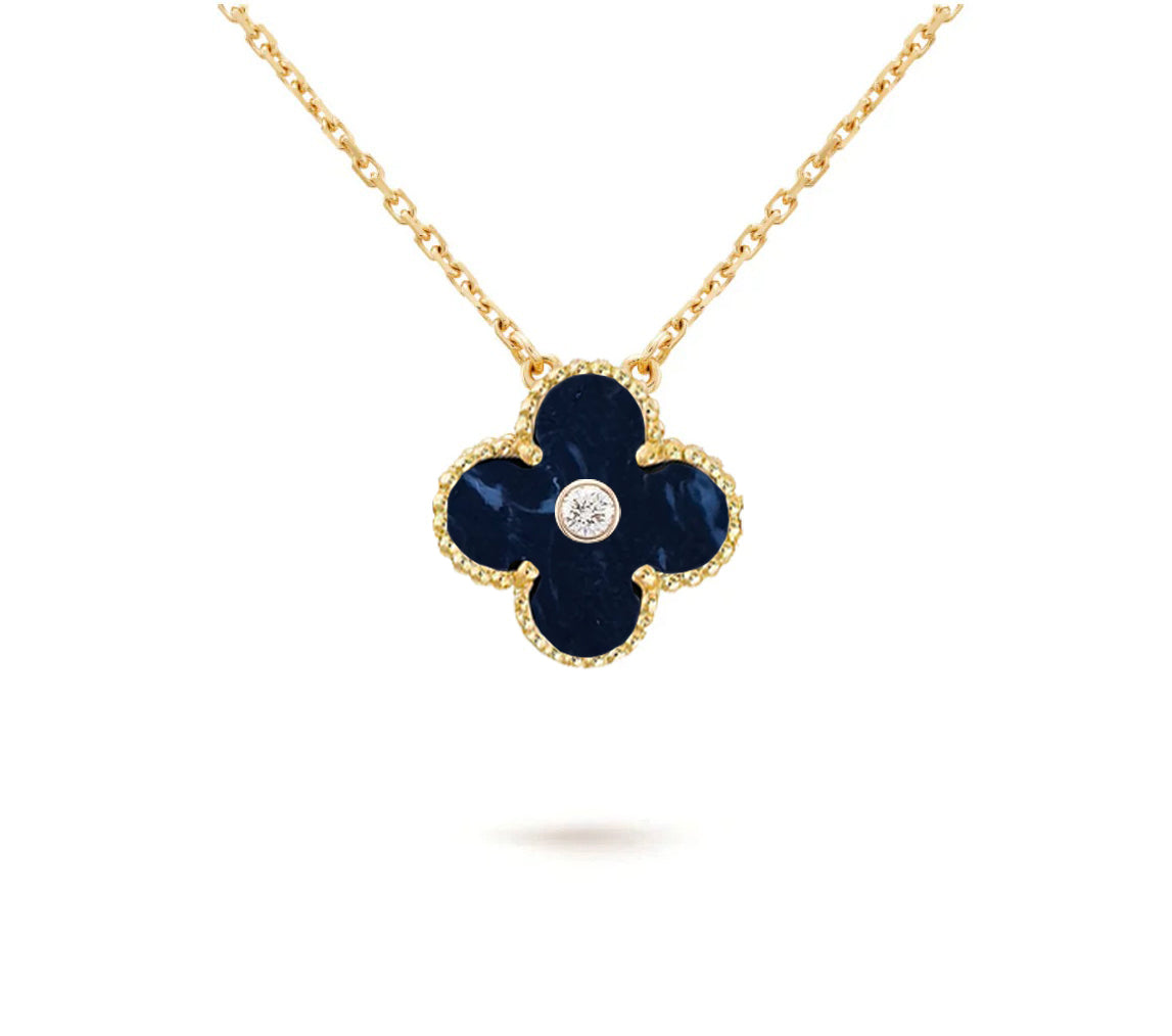 [Limara]15MM CLOVER FLOWER DIAMOND PENDANT NECKLACE COLLECTION
