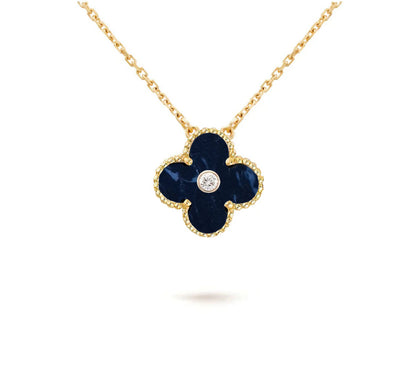 [Limara]15MM CLOVER FLOWER DIAMOND PENDANT NECKLACE COLLECTION