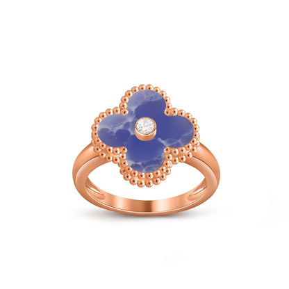 [Limara]LUCKY CLOVER DIAMOND-ACCENT ROSE GOLD RING COLLECTION