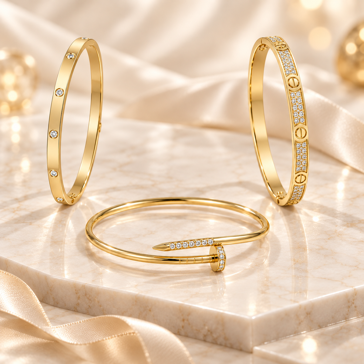[Limara] JUSTE Diamond & LOVE Diamond Bracelet Stack Set