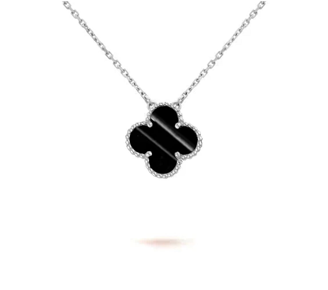 [Limara]15MM CLOVER FLOWER PENDANT NECKLACE WHITE GOLD COLLECTION