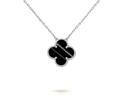 [Limara]15MM CLOVER FLOWER PENDANT NECKLACE WHITE GOLD COLLECTION