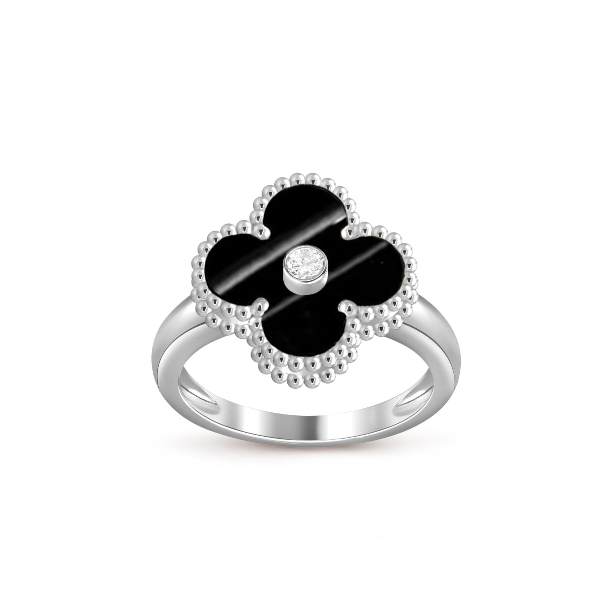 [Limara]LUCKY CLOVER DIAMOND-ACCENT WHITE GOLD RING COLLECTION