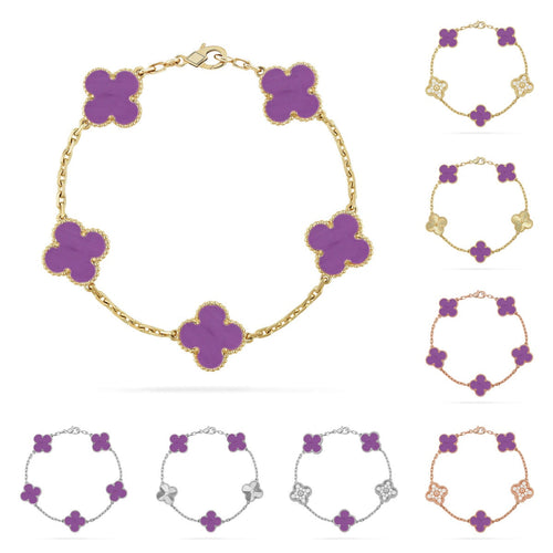 [Limara]LUCKY CLOVER 5-MOTIF BRACELET - VIOLET COLLECTION