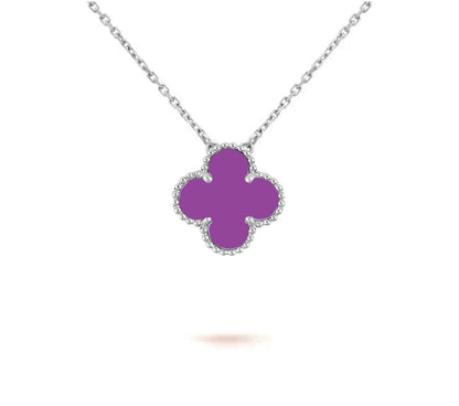 [Limara]15MM CLOVER FLOWER PENDANT NECKLACE WHITE GOLD COLLECTION