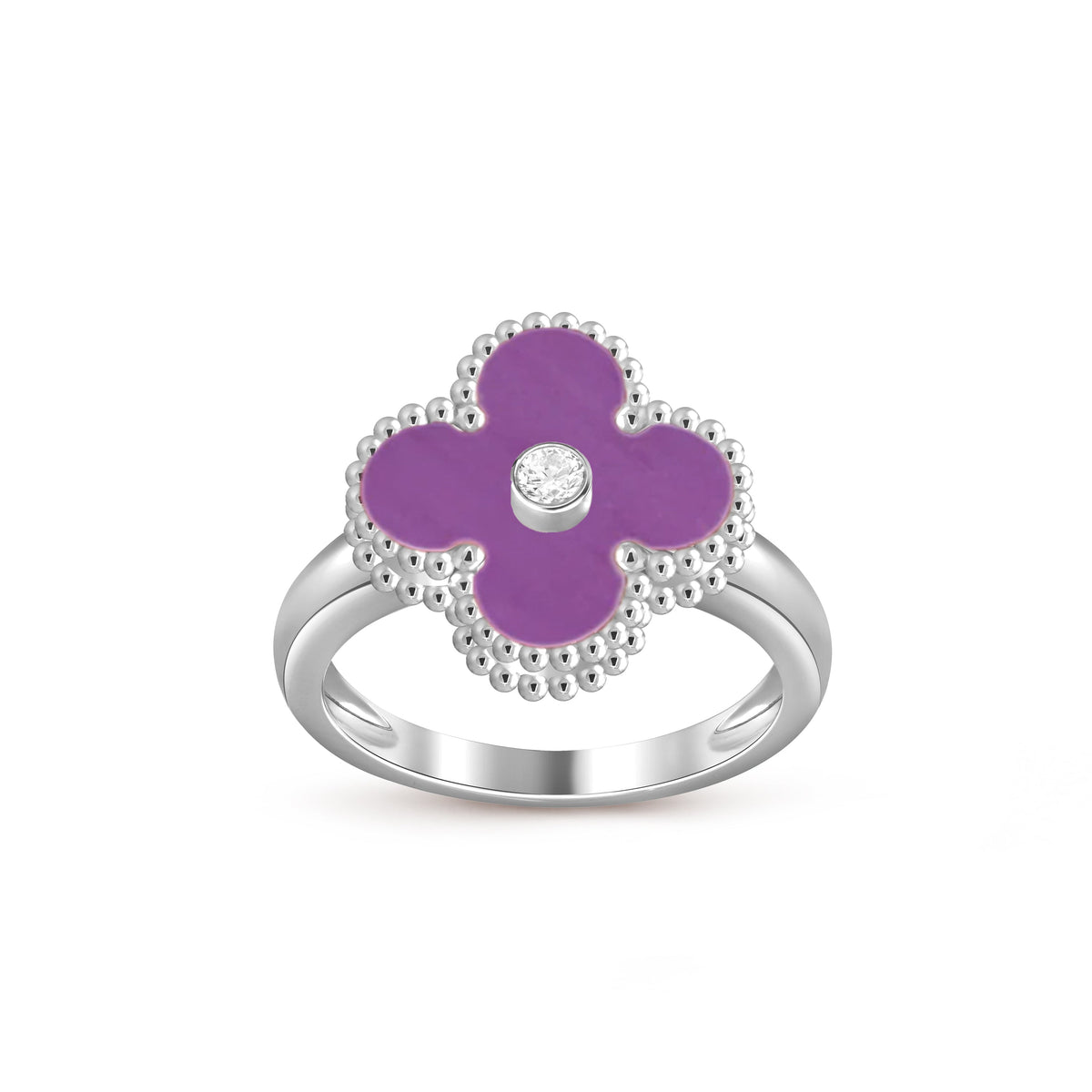 [Limara]LUCKY CLOVER DIAMOND-ACCENT WHITE GOLD RING COLLECTION