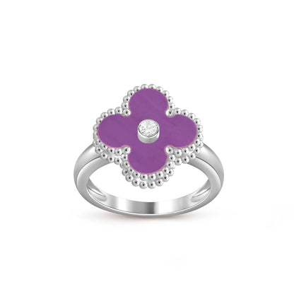 [Limara]LUCKY CLOVER DIAMOND-ACCENT WHITE GOLD RING COLLECTION