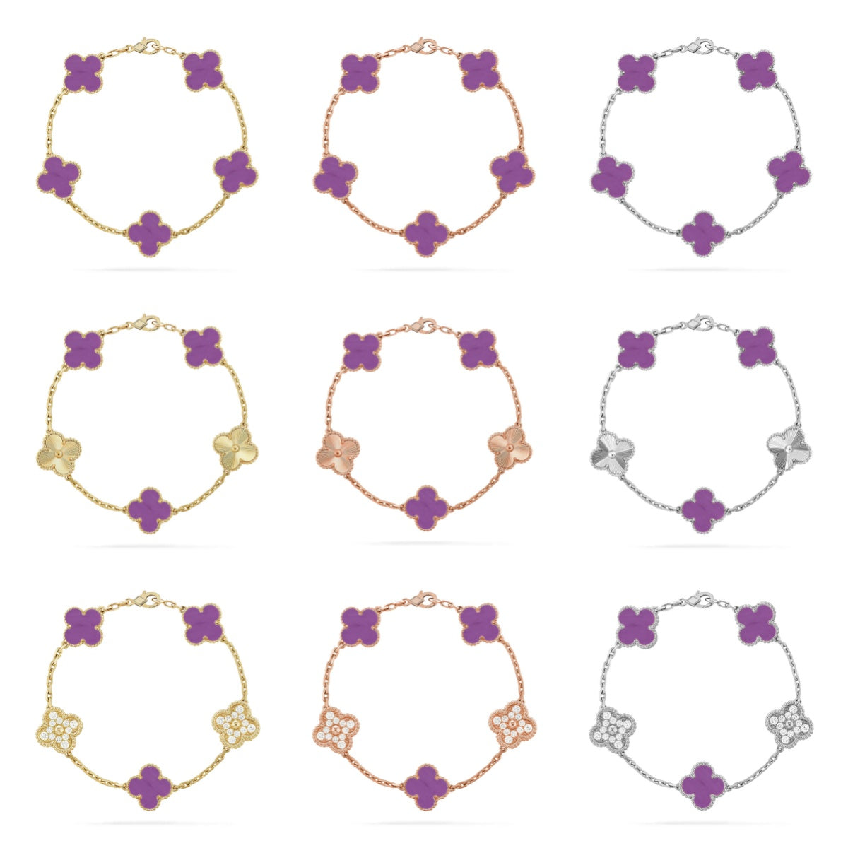 [Limara]  CLOVER 5 MOTIF VIOLET BRACELET COLLECTION