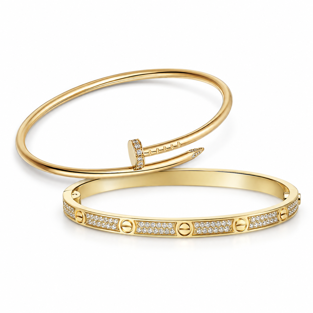 [Limara] JUSTE Diamond & LOVE Diamond-Paved Bracelet Stack Set
