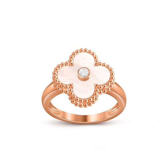 [Limara]LUCKY CLOVER DIAMOND-ACCENT ROSE GOLD RING COLLECTION