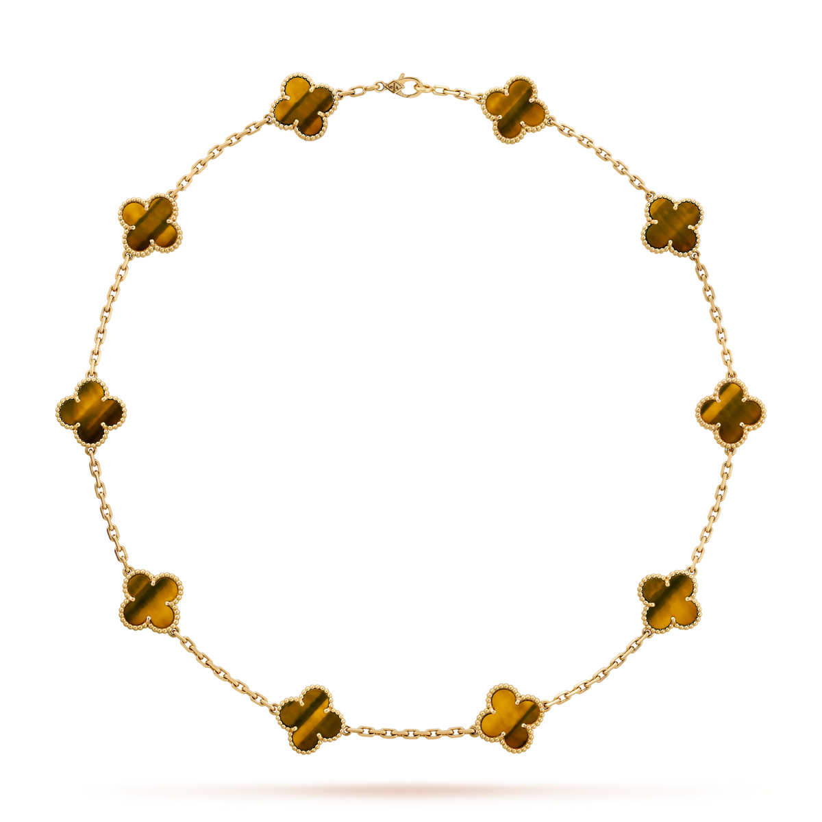 [Limara] CLOVER 10 MOTIFS TIGER EYE NECKLACE