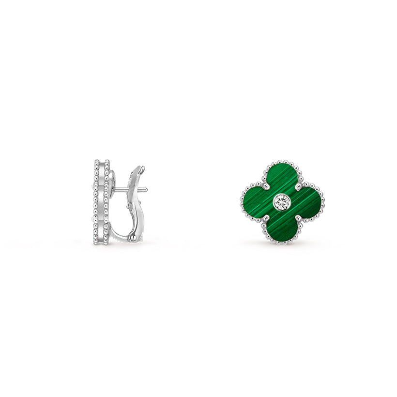 [Limara]15MM CLOVER FLOWER STUD EARRINGS DIAMOND-WHITE GOLD COLLECTION