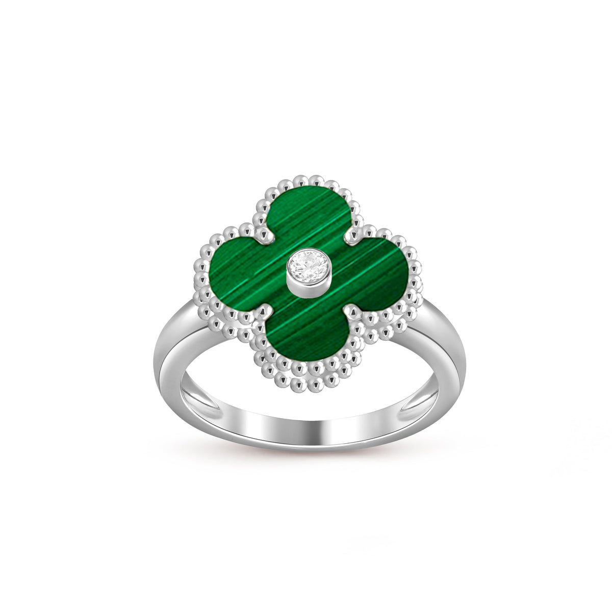 [Limara]LUCKY CLOVER DIAMOND-ACCENT WHITE GOLD RING COLLECTION