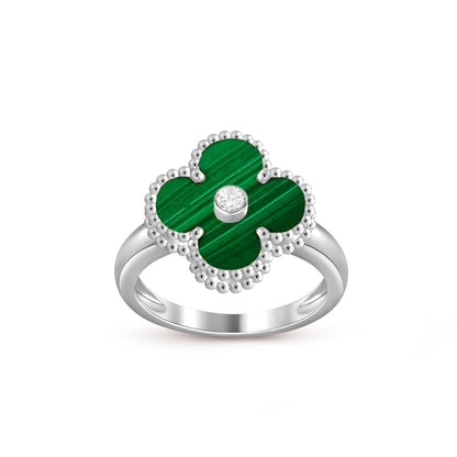 [Limara]LUCKY CLOVER DIAMOND-ACCENT WHITE GOLD RING COLLECTION
