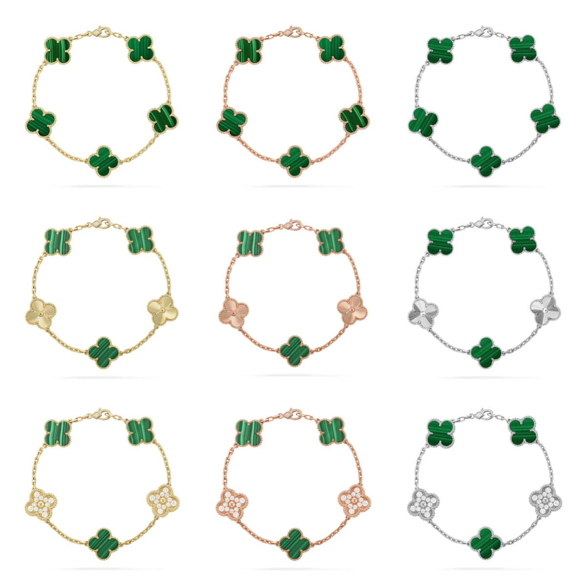 [Limara]  CLOVER 5 MOTIF MALACHITE BRACELET COLLECTION