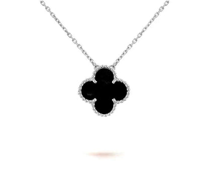 [Limara]15MM CLOVER FLOWER PENDANT NECKLACE WHITE GOLD COLLECTION