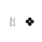 [Limara]15MM CLOVER FLOWER STUD EARRINGS DIAMOND-WHITE GOLD COLLECTION