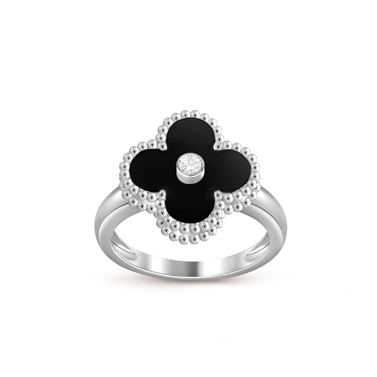[Limara]LUCKY CLOVER DIAMOND-ACCENT WHITE GOLD RING COLLECTION