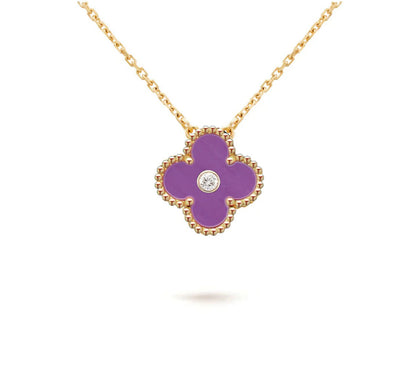 [Limara]15MM CLOVER FLOWER DIAMOND PENDANT NECKLACE COLLECTION