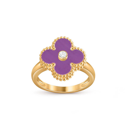 [Limara]LUCKY CLOVER DIAMOND-ACCENT GOLD RING COLLECTION