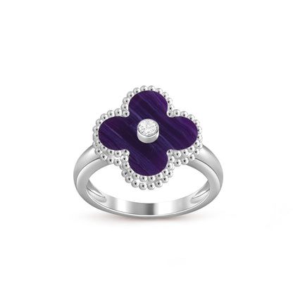 [Limara]LUCKY CLOVER DIAMOND-ACCENT WHITE GOLD RING COLLECTION