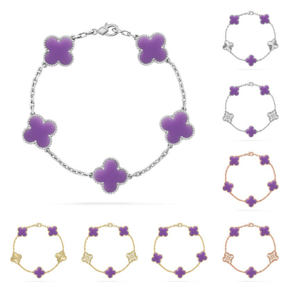 [Limara]LUCKY CLOVER 5-MOTIF BRACELET - LAVENDER COLLECTION