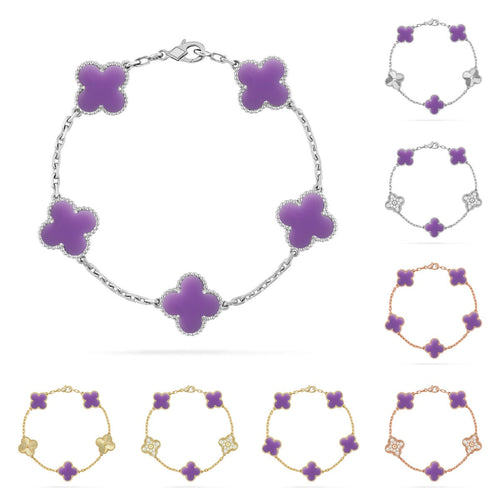 [Limara]LUCKY CLOVER 5-MOTIF BRACELET - LAVENDER COLLECTION